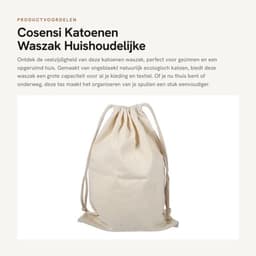 Waszak Grote Capaciteit - Katoenen Waszak - Huishoudelijke Opslagzak - Reizen - Ecologisch Katoen - Sluiting met Koord - Opbergtas — thumbnail 1