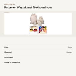 Waszak Grote Capaciteit - Katoenen Waszak - Heavy Duty - Trekkoord - Opslag - Ecru Katoen - Machinewasbaar - Wasmand — thumbnail 4
