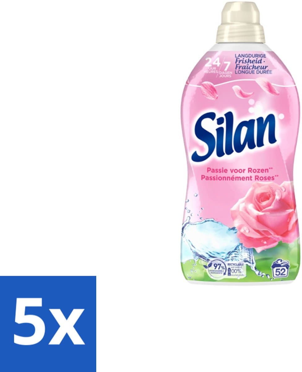 5 x Silan – Wasverzachter – Classic Pink Passie voor Rozen – 1144 ml - Wasverzachter - Roze Geur - Wasgoed Verzachter - Kleding Verzachter - Statische Elektriciteit — afbeelding 1