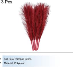 3 Stk Pampas Kunstgras Klein 45 cm / 17,7" Kunstmatig Fluffy Pampas-Kunstgras 7 Takken Kunstmatig Vaasvulling voor Huis, Kantoor, Vaas, Huwelijksdecoratie Rood — thumbnail 5