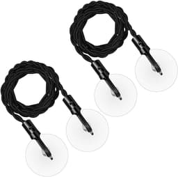 2-delige draagbare intrekbare waslijn met haken en zuignappen, campingaccessoires voor buiten- en binnenhotelgebruik (zwart) — thumbnail 1