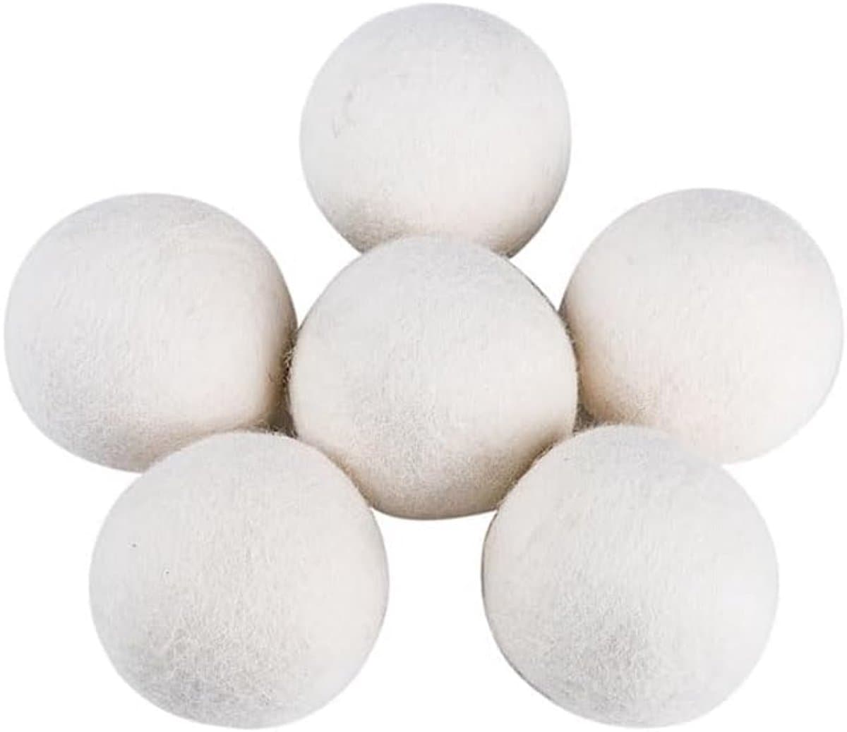 6 stuks drogerballen, wol, drogerballen, vilten ballen, donsjack, drogerbal, wasbal, herbruikbaar, natuurlijke woldrogerballen, tennisballen voor het wassen, dryer ballen, wit, 8 cm — afbeelding 1
