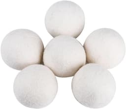 6 stuks drogerballen, wol, drogerballen, vilten ballen, donsjack, drogerbal, wasbal, herbruikbaar, natuurlijke woldrogerballen, tennisballen voor het wassen, dryer ballen, wit, 8 cm — thumbnail 1