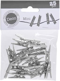 Wasknijpers Mini 30 mm - Cadeauknijpers - Fotoklemmen - Knutselklemmen - Decoratieklemmen - 25 Stuks Zilver Metallic - Klemmen — thumbnail 1