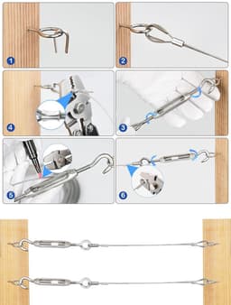 Buitenwaslijn Set – 30 m – PVC-gecoate Roestvrijstalen Kabel – Incl. Bevestigingsmateriaal – Zwart — thumbnail 3