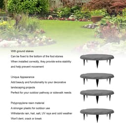 SnelShoppen - Ronde Stapstenen voor Buiten met Grondpennen - Polypropyleenhars - Grijze Tuinpad Stapstenen voor Gazontuin - Ideaal voor Tuin, Feest en — thumbnail 5