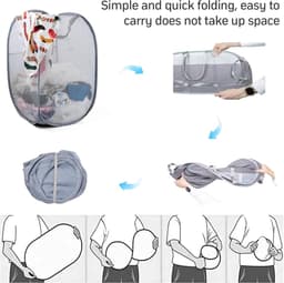 SnelShoppen - Vouwbare Wasmand, Pop Up Wasmand met Handvatten, Grote Vouwbare Wasmand, Opbergmand voor Vuile Kleding, Teddy Organiser Bins voor Slaapk — thumbnail 5