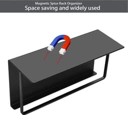 Koelkastrek hangrek magneet kruidenrek met plank keukenrek zwart - 2 stuks Wasmachine rek — thumbnail 5