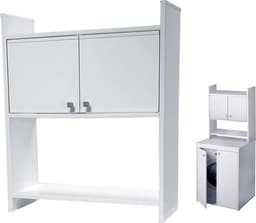 Vochtbestendig wandbevestigingsset 65 x 264 x 78 cm wit - Rek voor wasmachinekast van pvc Wasmachine rek — thumbnail 2