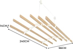 Kledingrek Plafond Katrol - Ivoor– 2.4m 6-lat plafond wasrek — thumbnail 4