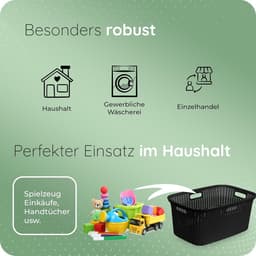 Novaliv Rotan Wasmand met 4 Handgrepen 40L Zwart, Wasboxset Wasemmer Wascontainer voor Badkamer Wasgoed Vuile Was, Wasmanden Organizer Huishoudelijke Accessoires Wasmandverzamelaar — thumbnail 2