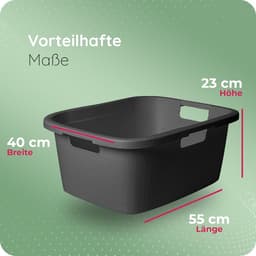 Novaliv 2-pack wastobbe met 3 handgrepen 25L antraciet, wasboxset wasemmer wascontainer voor badkamerwas vuile was, wastobbes wasmand opbergmand verzamelbox — thumbnail 2