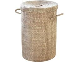 Wasmand van Natuurlijk Zeegras - Waterbestendig en Met Deksel - Ideaal Voor Badkamer en Slaapkamer - Groot D 40 x H 60 cm — afbeelding 1