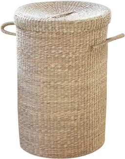 Wasmand van Natuurlijk Zeegras - Waterbestendig en Met Deksel - Ideaal Voor Badkamer en Slaapkamer - Groot D 40 x H 60 cm — thumbnail 1