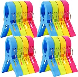 16 stuks strandstoel handdoekklemmen - zwembad stoel klemmen - Grote winddichte clip - grote ophangklemmen strandlaken houder wasknijpers om te voorkomen dat uw handdoek wegwaait — thumbnail 1