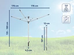 Leifheit droogmolen Linopush 500 incl. beschermhoes en bodemhuls - in hoogte verstelbaar - 50 m drooglengte - 5 wasmachineladingen — thumbnail 2
