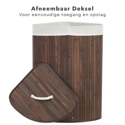 Bamboe Hoek Wasmand met Waszak - Bruin - 72L - Opvouwbaar met Deksel - Duurzaam en Stijlvol - Inclusief EBOOK — thumbnail 3