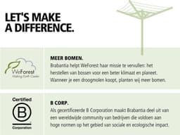 Brabantia Lift-O-Matic Droogmolen - met Metalen Grondanker, Beschermhoes, Wasknijpertasje en Wasknijpers - 50 m - Leaf Green — thumbnail 3