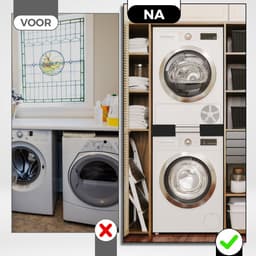 Vonia Tussenstuk Wasmachine Droger - Stapelkit Wasmachine Droger - Universeel - Verstelbaar - Zwart — thumbnail 4