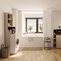 Wasmachinekast Kuba 4 Legplanken, 1 Draaideur-lichte Eik/zwart - Symbiosis - Wasmachine Ombouw - Bruin - Melamine; Spaanplaat — thumbnail 2