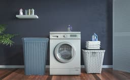 Hega Hogar Wasmand met deksel Rotan - denim blauw - gevlochten kunststof - 60 liter - 34 x 43 x 62 cm — thumbnail 2