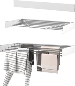 Wasophoogte® Wanddroogrek - Wasrek inklapbaar - Wasrek Hangend - Droogrek inklapbaar - 100cm - 6m drooglengte - inclusief boormal — thumbnail 1