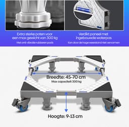 Olvy Home - Wasmachine Verhoger met Wielen - Wasmachine Opbouwmeubel - Wasmachine Sokkel - Kast - Tot 300 KG - Ook voor Droger, Koelkast, Vaatwasser en Vriezer — thumbnail 5
