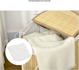 Wasmand met deksel - Wassorteerder - Wasmand - 100 L - 62,5 cm x 37 cm x 60,5 cm — thumbnail 2