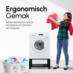Bodo® - Wasmachine Verhoger - Kast - Ombouw met Plank - Zwart - 63x54x31cm — thumbnail 4