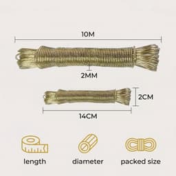 10 m waslijn met stalen kern, 2 mm extra sterk, pvc-ommanteld, scheurvast wastouw voor buiten, tuin, balkon en camping — thumbnail 2