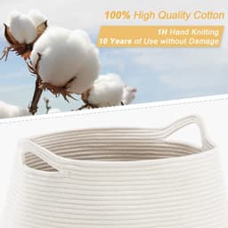 Dailygoods- Wasmand 105 liter - Wasmand met deksel - Geweven katoenen touw - Oversized formaat 49 x 65 cm - Zachte handgreep - Uniek design - Wasgoedmand — thumbnail 3