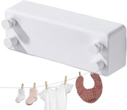 Intrekbare Waslijn - Droogrek Waslijn - Kleding Drogen - Ruimtebesparend Ontwerp - 1 meter - Wit — thumbnail 5