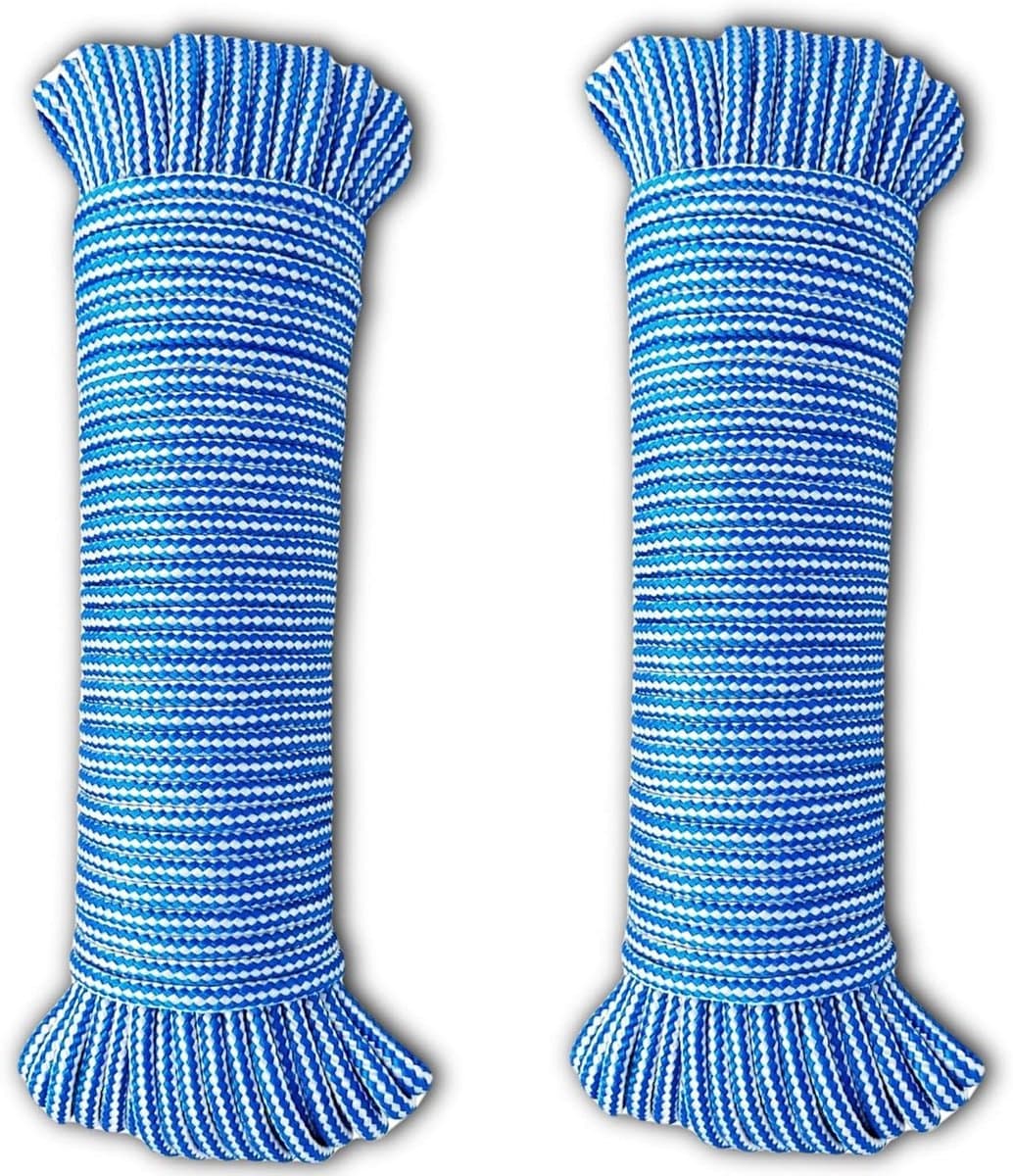 Waslijn Touw - Kledinglijn - Buiten Drogen - Vochtbestendig Materiaal - 2x 15 Meter - Blauw — afbeelding 1