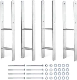 Paaldragers Thermisch Verzinkt - Grondankers H-anker - Tuinconstructies Verankeren - Stevige H-constructie - 91 x 600 mm - Zilverkleurig — thumbnail 1
