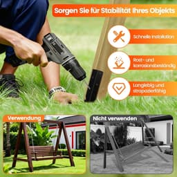 Grondanker - Zwart - 42 x 4,5 x 4,5 cm - 3 mm Stalen Grondanker met Roestwerende Coating - Voor Buitenbevestiging — thumbnail 5