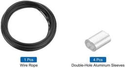 20 meter roestvrijstalen kabel met vinyl coating en aluminium mouwen - voor ophangen droogrek - zwart — thumbnail 2
