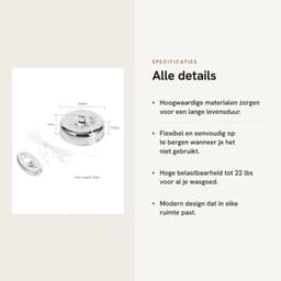 Waslijn Intrekbaar 2,8M - Roestvrij Staal - Nylon - Binnen/Buiten - Hoge Belastbaarheid 10 kg - Eenvoudig te Installeren - Kledinglijn — thumbnail 3
