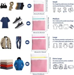SnelShoppen - 5 delige wasnetten voor wasmachine, waszak met rits, waszakken voor lingerie, jassen, schoenen, bh's, sokken, babykleding, verschillende — thumbnail 5
