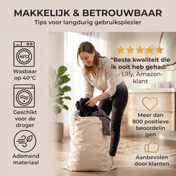 SnelShoppen - Waszakken set van 2, 50 x 70 cm EXTRA groot, duurzaam, 100% katoen, Oeko-Tex gecertificeerd, ideaal voor reizen, milieuvriendelijk — thumbnail 1