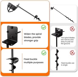 SnelShoppen - Grondankers voor Trampolinepalen, Robuuste Schuurankers, Haringen voor Hek en Carport, 6 Stuks van 35 cm, Ideaal voor Tuin, Camping en S — thumbnail 5