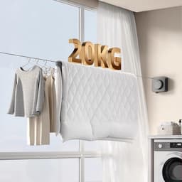 Intrekbare Waslijn - Wanddroger Kleding - Kleding Drogen - Ruimtebesparend Ontwerp - 20 kg Draagvermogen - Grijs — thumbnail 2