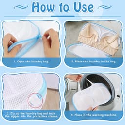 Dailygoods- Wasnet Set van 3 - Bescherming voor Beha's - Fijnmazig Netmateriaal - Lichtblauw - 20 x 34,5 cm - Voor Gevoelige Kledingstukken - Waszak — thumbnail 5