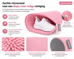 SWAXIGON - Schoenwaszak - Waszak voor schoenen - Herbruikbaar - Wasmachine&Droger - voor Sneakers en Tennisschoenen- Pink/Grijs — thumbnail 2