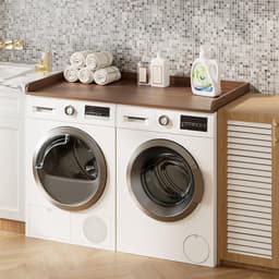 Dailygoods- Werkblad voor Wasmachine/Droger - Houten Werkblad - Opbergruimte - Organisatie - Glad en Gemakkelijk Schoon te Maken - Afmetingen 137 × 70 × 7 cm - Aanrechtblad — thumbnail 2
