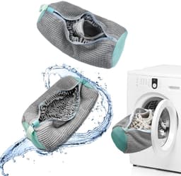 Dailygoods - waszakken voor schoenen, 2 stuks, waszakken voor schoenen, waszak met ritssluiting, herbruikbare waszak, efficiënte reiniging, grijs — thumbnail 1