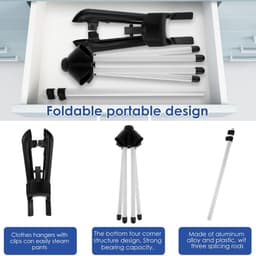 Dailygoods- Stoomhanger met 360° rotatie - Opvouwbaar - Draagbaar - Aluminium/Kunststof - Verstelbare hoogte 84-160 cm - 3 Stangen - Droogrek — thumbnail 4