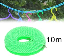 Waslijn voor buiten - Drooglijn Tuin - Kleding Drogen - Uittrekbaar Nylon - 10 Meter - Roze — thumbnail 5