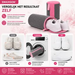 SWAXIGON - Schoenwaszak - Waszak voor schoenen - Herbruikbaar - Wasmachine&Droger - voor Sneakers en Tennisschoenen- Grijs/Pink — thumbnail 4