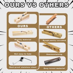 Dailygoods - Houten knijpers, mini-wasknijpers, 150 stuks, decoratieve knijpers, kleine houten wasknijpers, voor foto's, collages, ansichtkaarten, geschenken (drie maten) — thumbnail 4