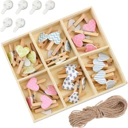 Mini Wasknijpers - Houten Knijpers - Decoratief Ophangen - Romantische Hartvorm - 30 Stuks - Gekleurd — thumbnail 1